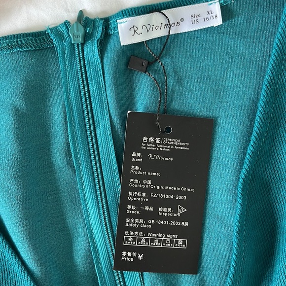 🌷R.Vivimos dress V neck/Esmeralda green color/cotton - Picture 9 of 12